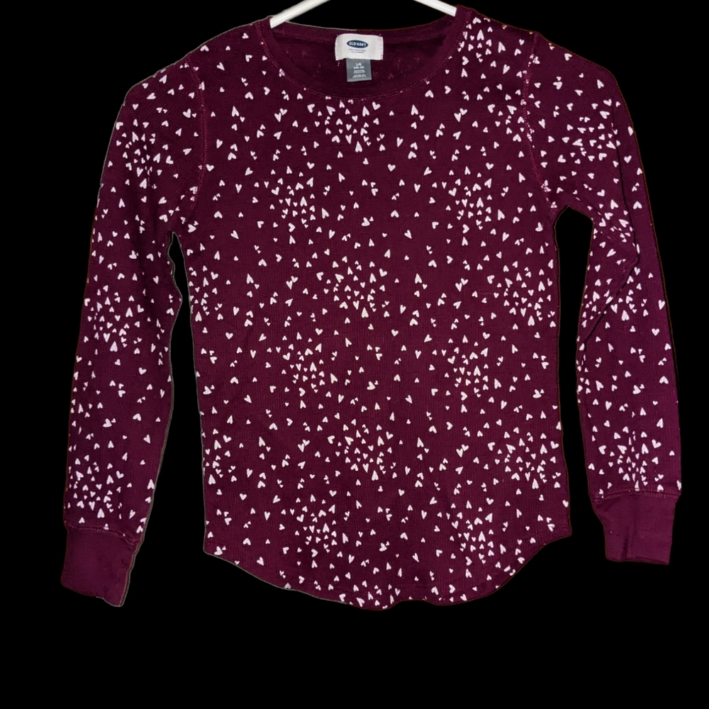 Girls long sleeve old navy shirt with hearts size large(10/12)